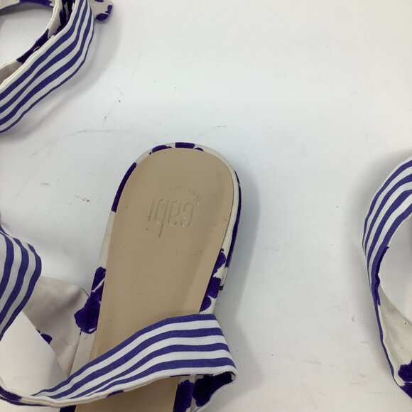 Cabi Tied Up Sandals 10 blue white striped floral ankle wrap - Picture 3 of 5
